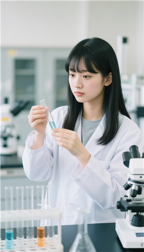 正在实验室做化学实验的学生美女图片